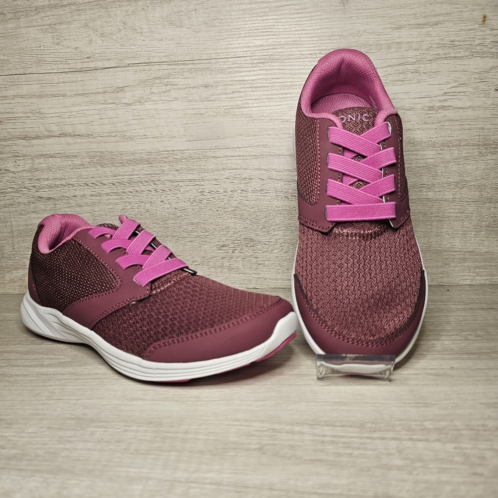 VIONIC SHOES MAEVE MESH GORED LACE UP LOW TOP SNEAKERS BERRY 5